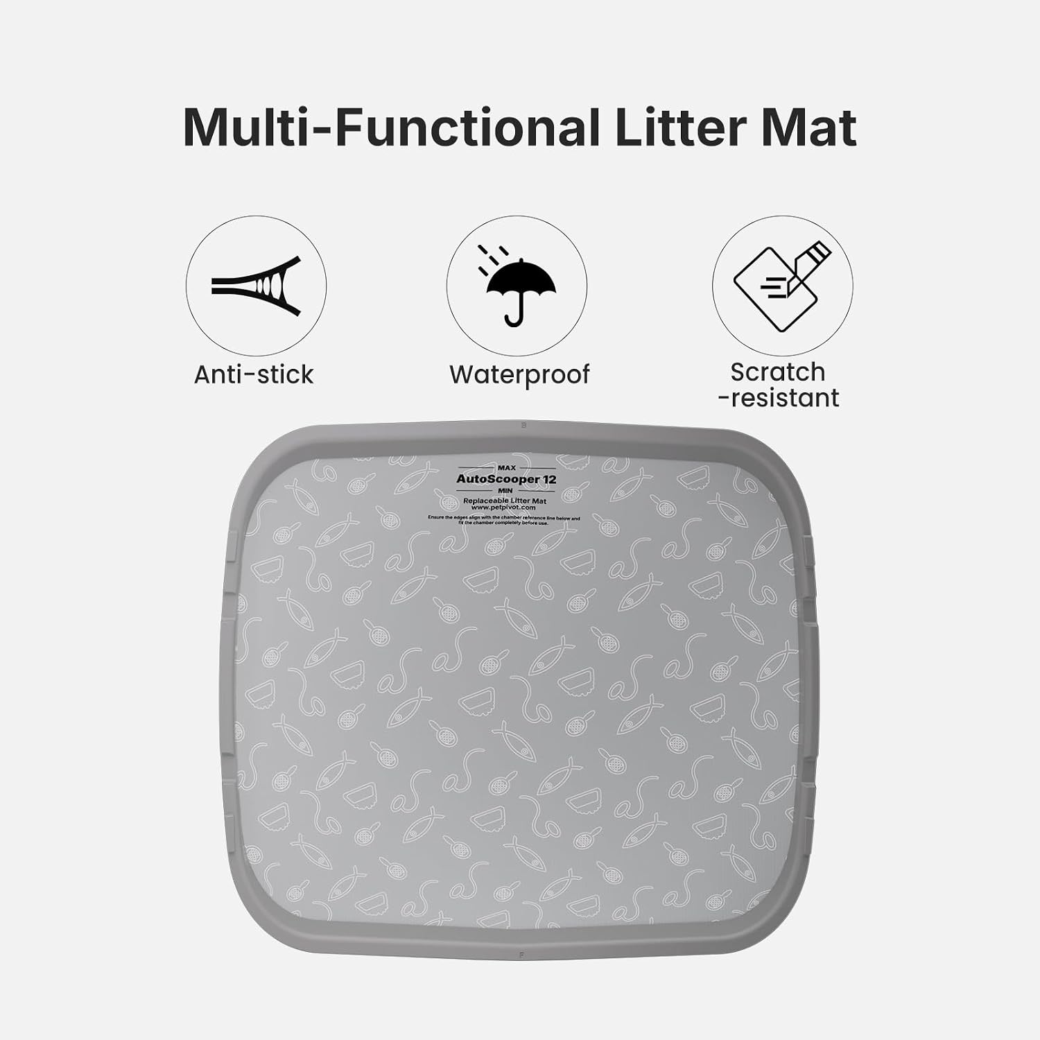 Litter Pad for Autoscooper 12, Waterproof Scratch-Resistant Non-Stick Pad, 15.39 x 13.74 Inches, Fit for Autoscooper 12 Self-Cleaning Litter Boxes, 2-Pack