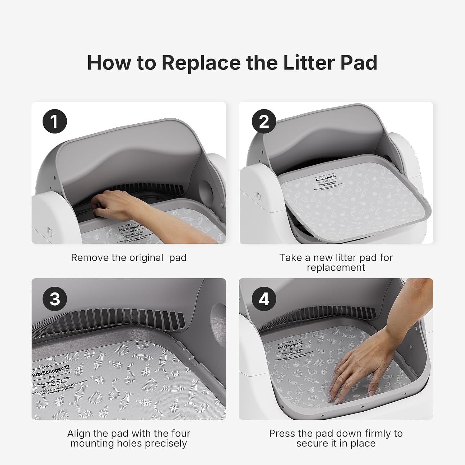 Litter Pad for Autoscooper 12, Waterproof Scratch-Resistant Non-Stick Pad, 15.39 x 13.74 Inches, Fit for Autoscooper 12 Self-Cleaning Litter Boxes, 2-Pack