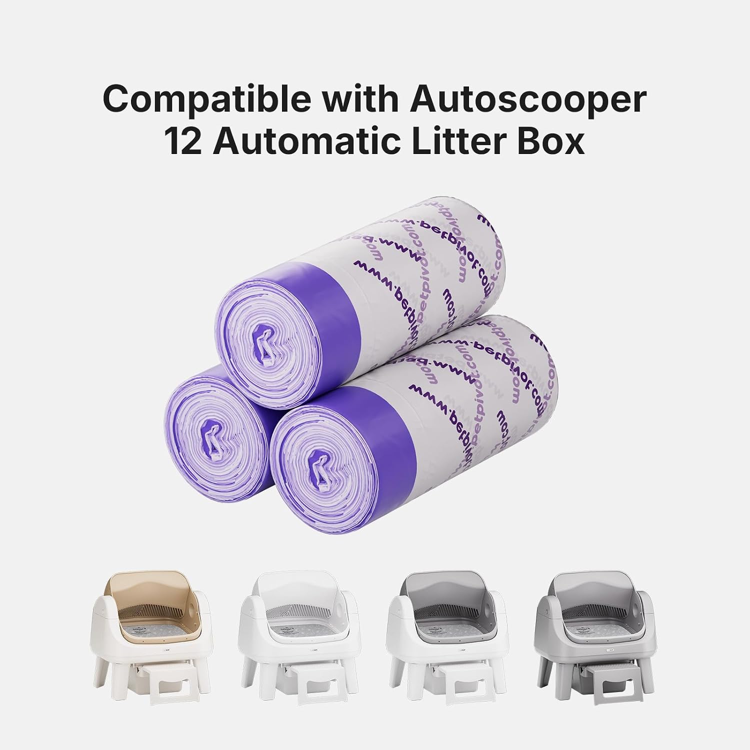 60 Count Autoscooper 12 Replacement Litter Bags, 22" x 12" Heavy-Duty Leak-Proof Drawstring Liners, Compatible with Autoscooper 12 Automatic Cat Litter Box