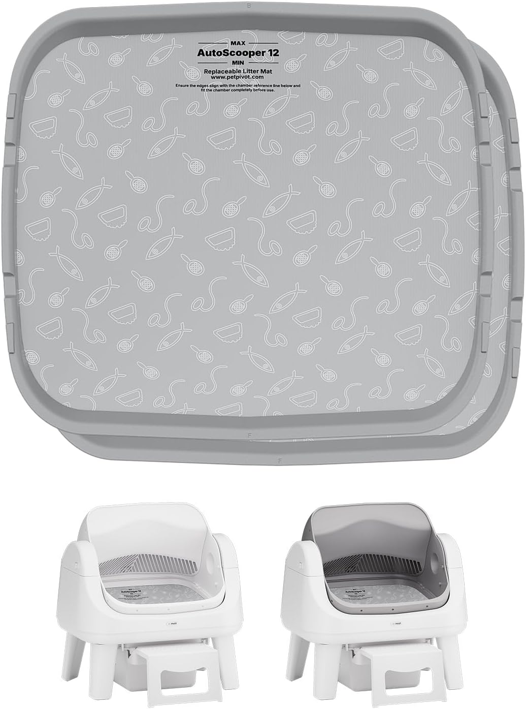 Litter Pad for Autoscooper 12, Waterproof Scratch-Resistant Non-Stick Pad, 15.39 x 13.74 Inches, Fit for Autoscooper 12 Self-Cleaning Litter Boxes, 2-Pack