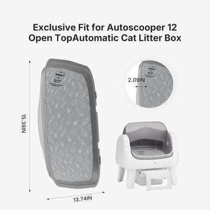 Litter Pad for Autoscooper 12, Waterproof Scratch-Resistant Non-Stick Pad, 15.39 x 13.74 Inches, Fit for Autoscooper 12 Self-Cleaning Litter Boxes, 2-Pack