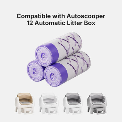 60 Count Autoscooper 12 Replacement Litter Bags, 22" x 12" Heavy-Duty Leak-Proof Drawstring Liners, Compatible with Autoscooper 12 Automatic Cat Litter Box